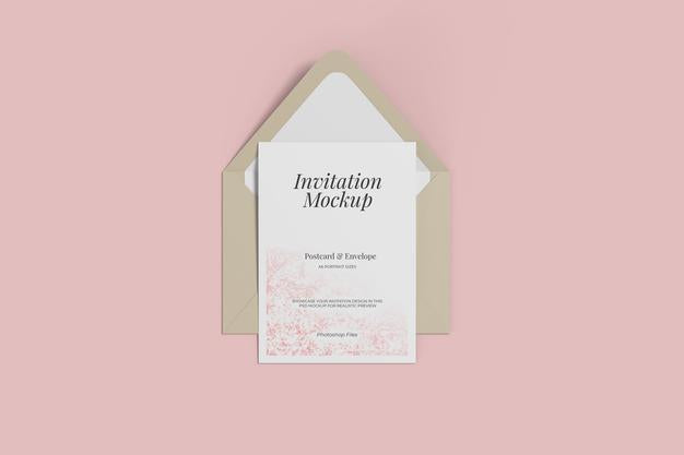 A6 Postcard And Envelope Mockups Psd