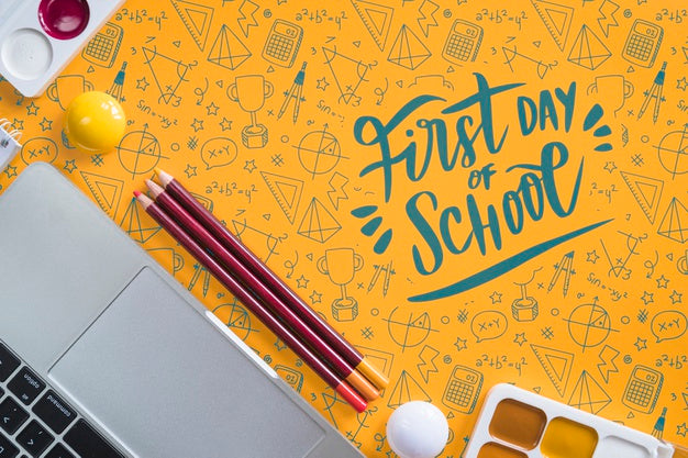 Above View Arrangement With Back To School Items Psd