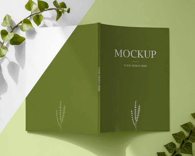 Above View Arrangement With Magazine And Leaves Psd