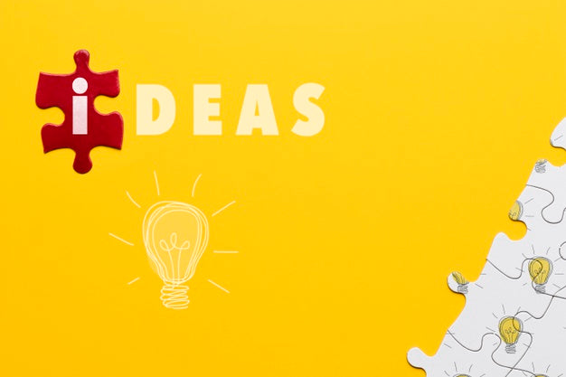 Above View Arrangement With One Red Puzzle Piece Psd