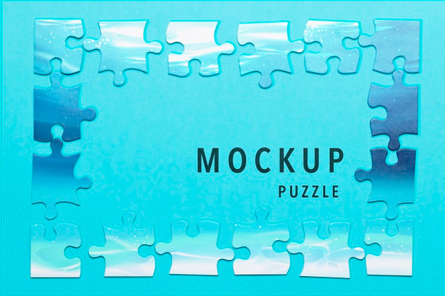 Above View Arrangement With Piece Of Puzzle Mock-Up Psd