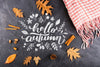 Above View Autumn Leaves On Stucco Background Psd