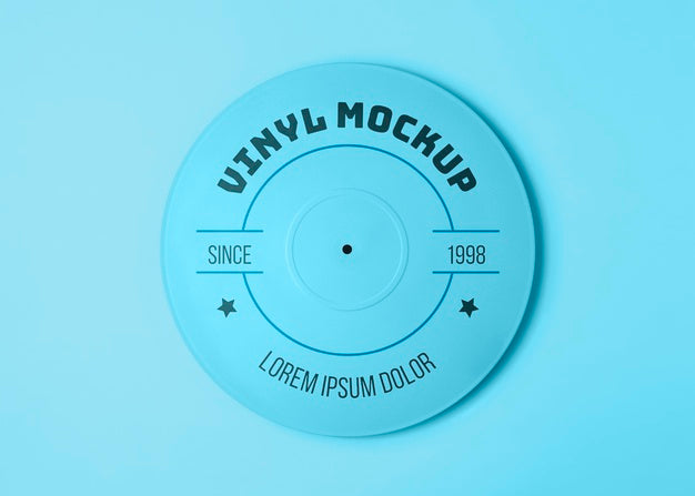 Above View Blue Vinyl Mockup Psd