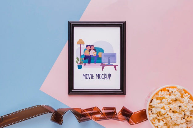 Above View Cinema Concept With Frame Psd