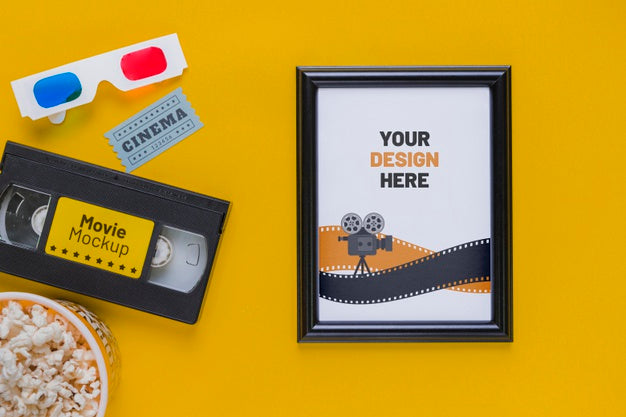 Above View Cinema Concept With Popcorn Psd