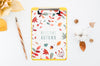 Above View Clipboard Mock-Up With Welcome Autumn Psd