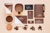 Above View Coffee Branding Concept With Beans Psd