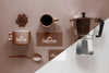 Above View Coffee Branding Items Arrangement Psd