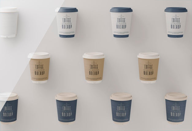 Above View Coffee Cups Arrangement Psd