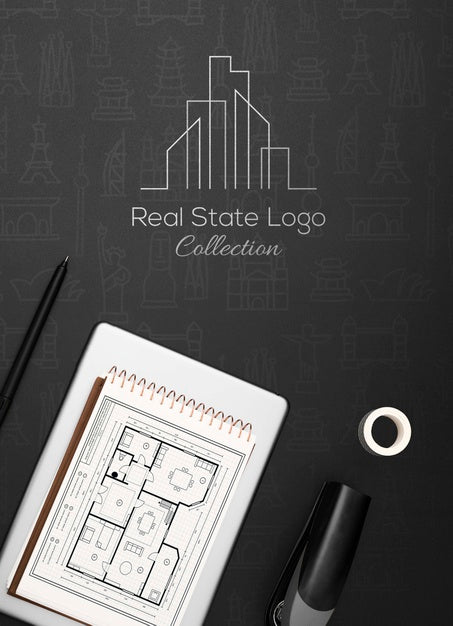 Above View Dark Desk Arrangement Psd