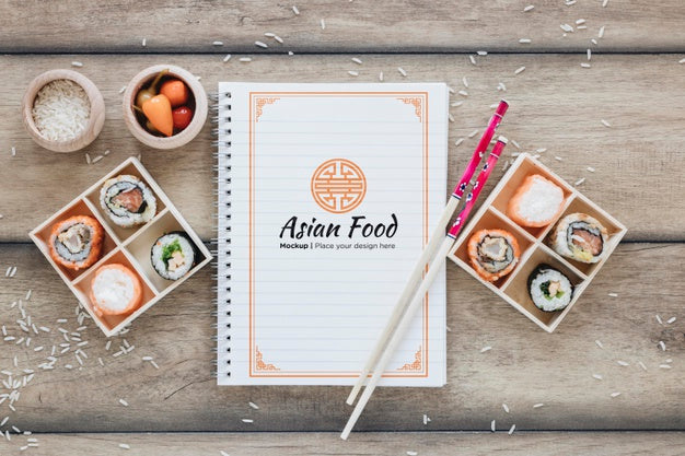 Above View Delicious Sushi Arrangement Psd