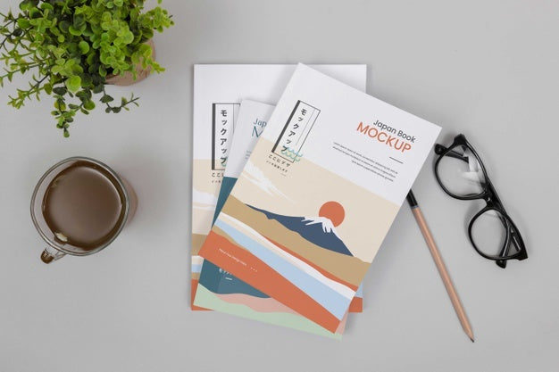 Above View Desk Arrangement Psd