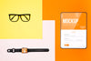 Above View Devices And Glasses Arrangement Psd