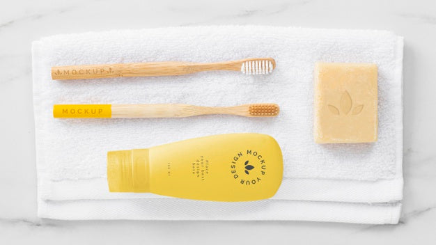 Above View Eco Cosmetics Arrangement Psd