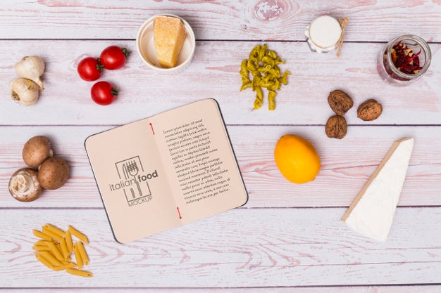 Above View Ingredients Arrangement Psd