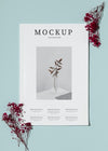 Above View Magazine And Flowers Arrangement Psd