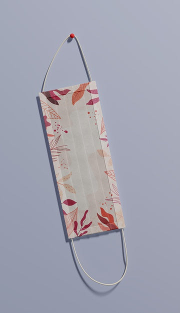 Above View Mask With Leaves Pattern Psd