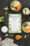 Above View Mock-Up With Delicious Food Psd