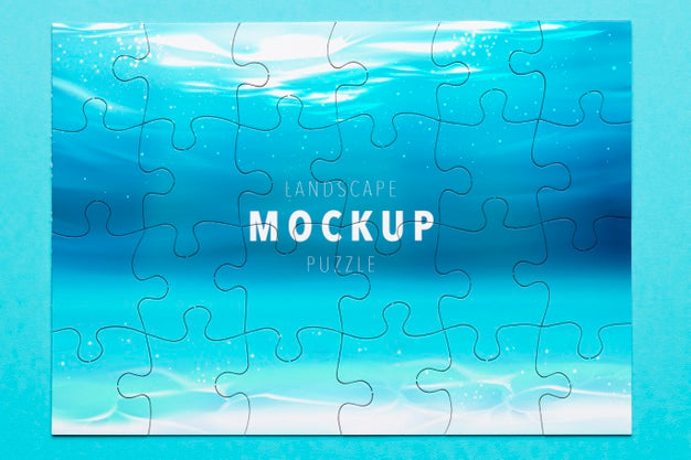 Above View Ocean Puzzle Mock-Up Psd