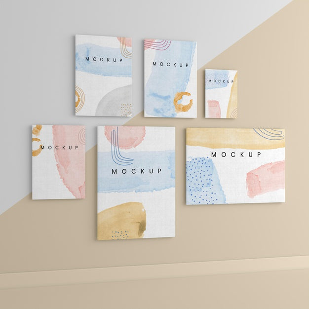 Above View Painted Canvas Arrangement Psd