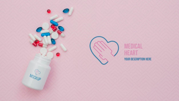 Above View Pills With Pink Background Psd