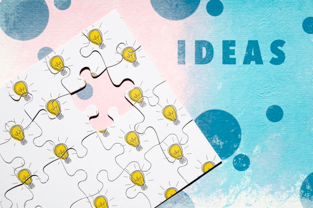 Above View Puzzle On Colorful Background Psd