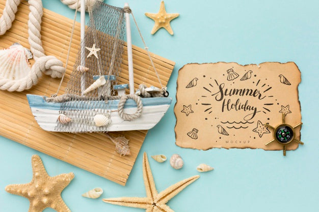 Above View Rope And Boat Arrangement Psd