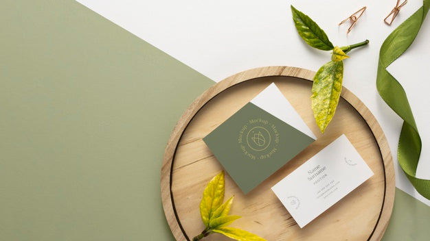 Above View Stationery With Wood And Copy Space Psd