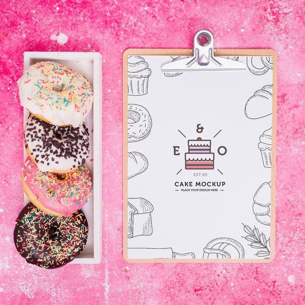 Above View Tasty Doughnuts Arrangement Psd