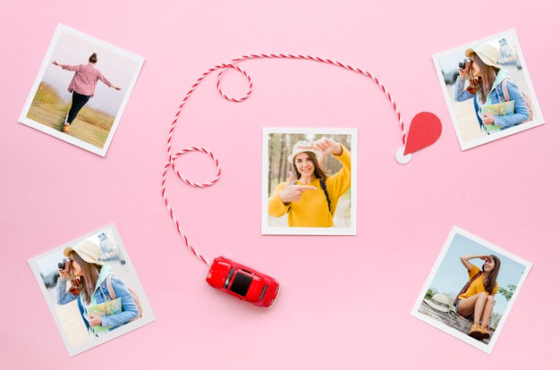 Above View Travel Concept With Pictures Psd