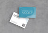 Abstract Business Cards Over Concrete Surface Mockup Psd