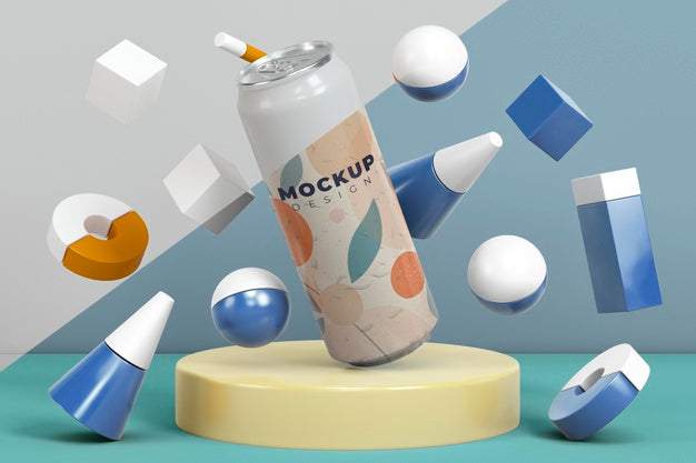 Abstract Can Packaging Concept Mock-Up Psd