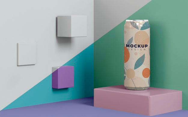Abstract Can Packaging Concept Mock-Up Psd