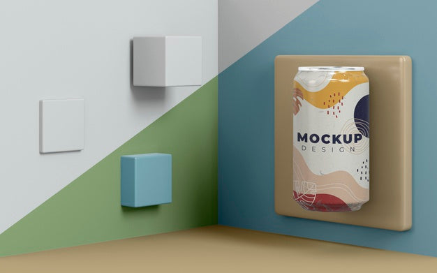 Abstract Can Packaging Concept Mock-Up Psd