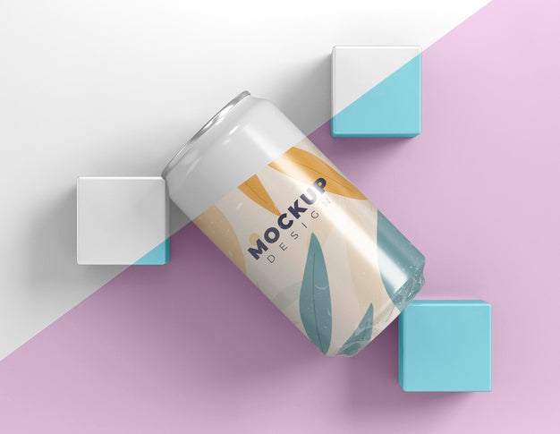 Abstract Can Packaging Concept Mock-Up Psd