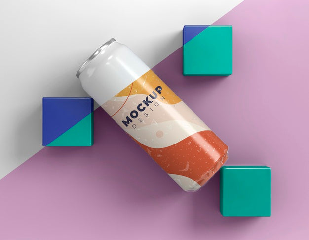 Abstract Can Packaging Concept Mock-Up Psd