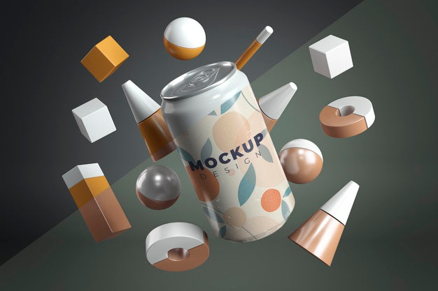 Abstract Can Packaging Concept Mock-Up Psd