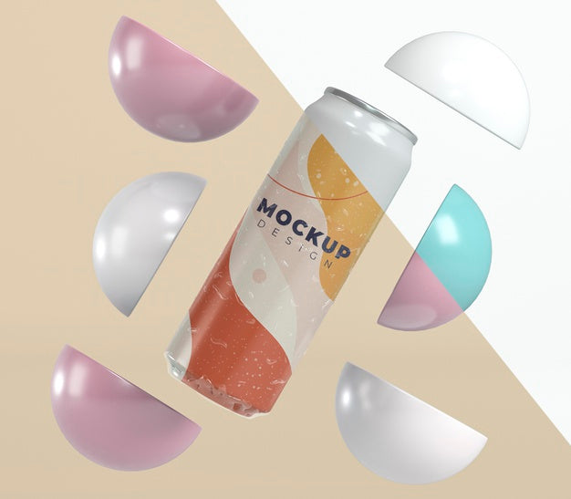 Abstract Can Packaging Concept Mock-Up Psd