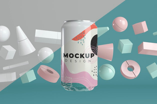 Abstract Can Packaging Concept Mock-Up Psd