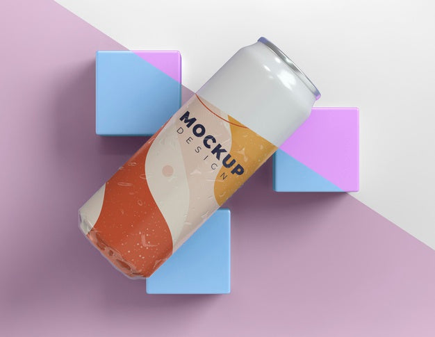 Abstract Can Packaging Concept Mock-Up Psd