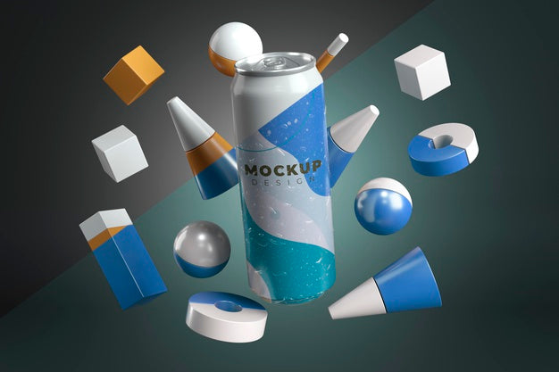 Abstract Can Packaging Concept Mock-Up Psd