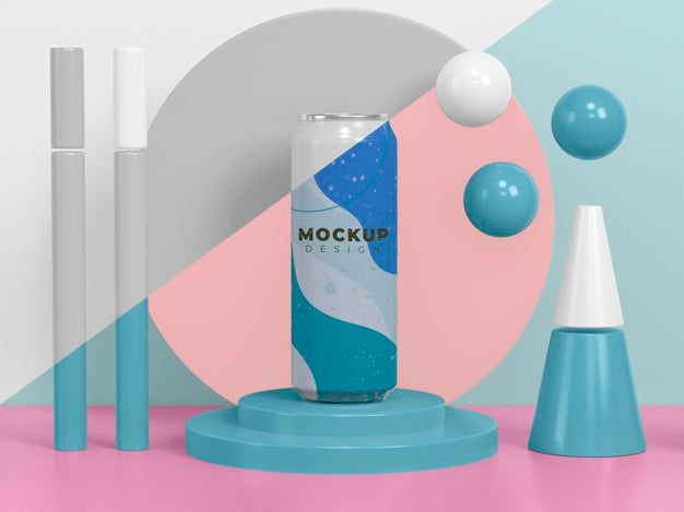 Abstract Can Packaging Mock-Up Psd