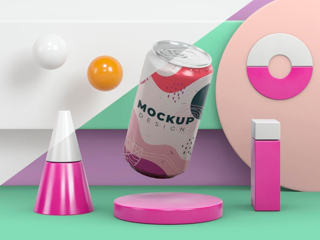 Abstract Can Packaging Mock-Up Psd