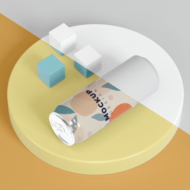 Abstract Can Packaging Mock-Up Psd