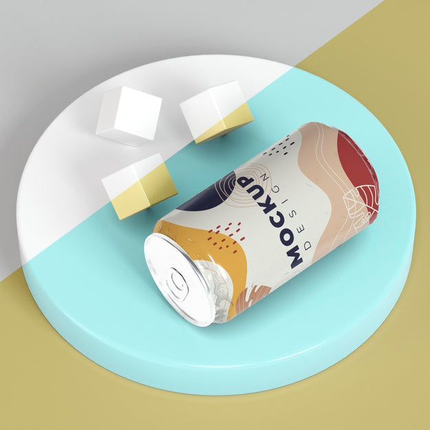 Abstract Can Packaging Mock-Up Psd