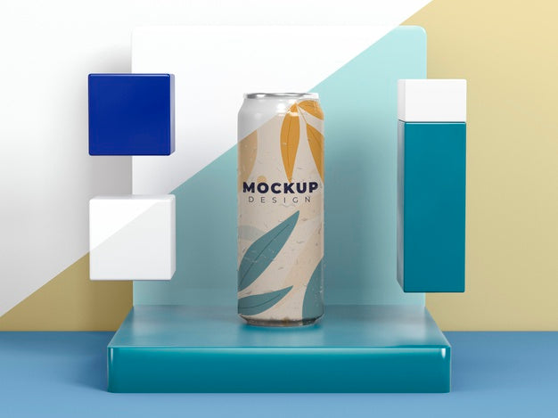 Abstract Can Packaging Mock-Up Psd