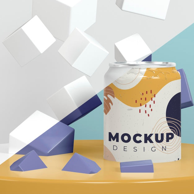 Abstract Can Packaging Mock-Up Psd