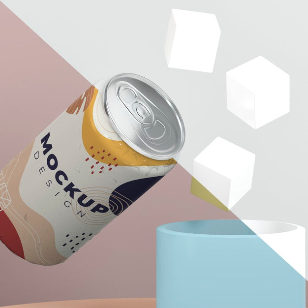 Abstract Can Packaging Mock-Up Psd
