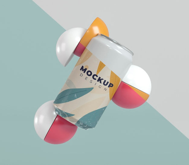 Abstract Can Packaging Mock-Up Psd