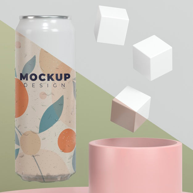 Abstract Can Packaging Mock-Up Psd